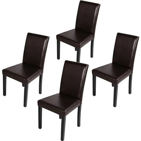 Modern Padded Leather Dining Chair for Home, Set of 4, Brown
