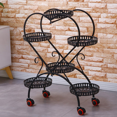 Black Metal Plant Flowerpot Stands 6 Pots Plants Flower Stand