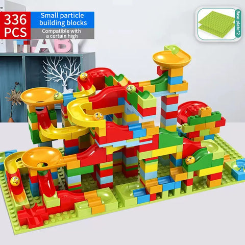 88-336PCS Marble Race Run Small Big Block Compatible City Building Blocks
