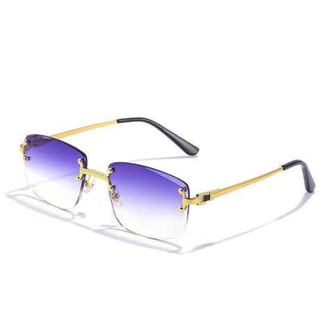 New Blue Gradient Lens Metal Sunglasses