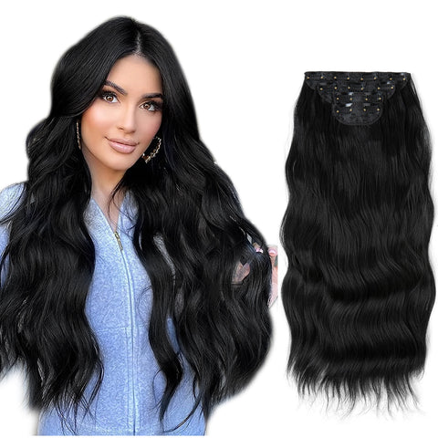 4pcs/set Synthetic Long Wavy Clip In Hair Extensions