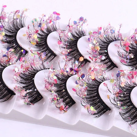Color Luminous Glitter False Eyelashes 8D Shining