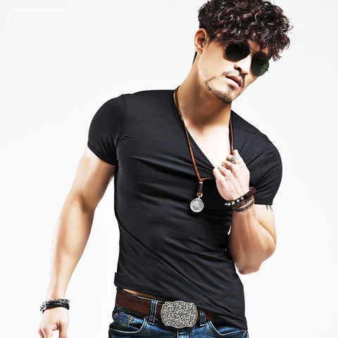 Men Fitness V neck T-shirts