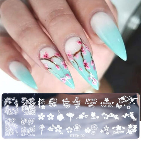 New Nail Stamping Lace Petals