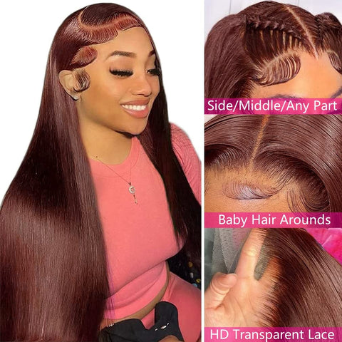New Reddish Brown Hd Lace Wig
