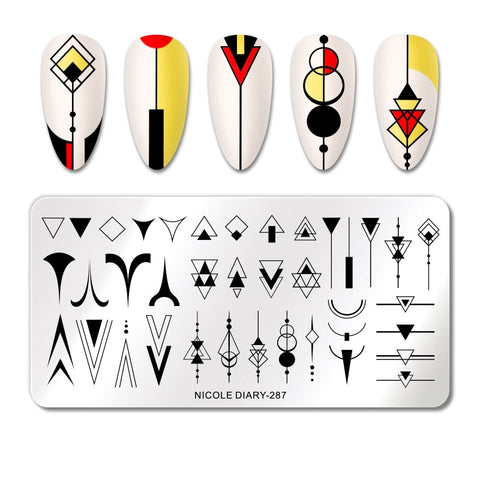 New Marble Abstract Geometry Nail Stamping Plates