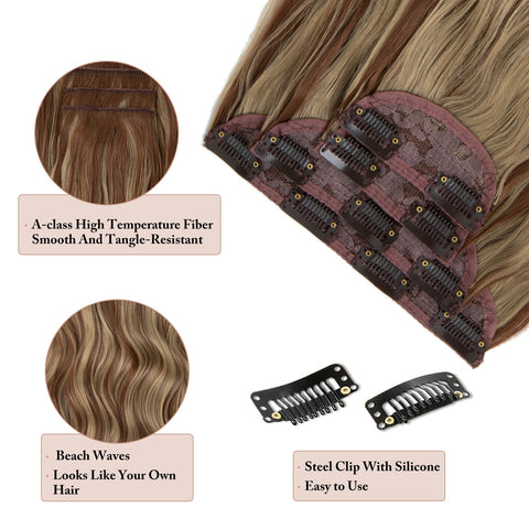 4pcs/set Synthetic Long Wavy Clip In Hair Extensions