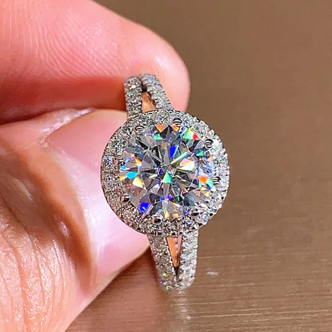 Luxurious Silver Color Metal Inlaid Boutique White Zircon Ring