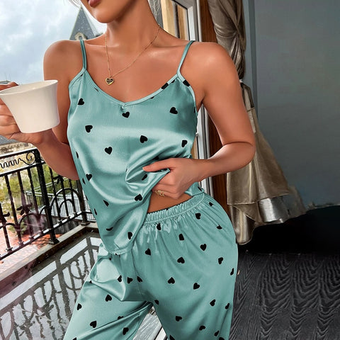 Women Sexy Lingerie Silk Pajamas Set