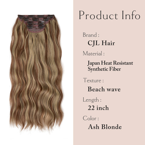 4pcs/set Synthetic Long Wavy Clip In Hair Extensions