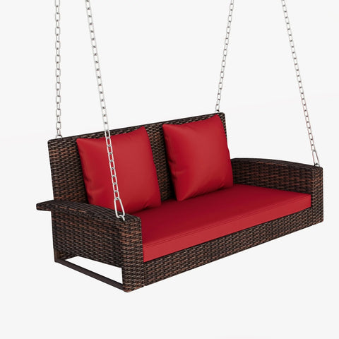 Outdoor Porch Swings - Hanging Patio Bench with Chains and Pillow