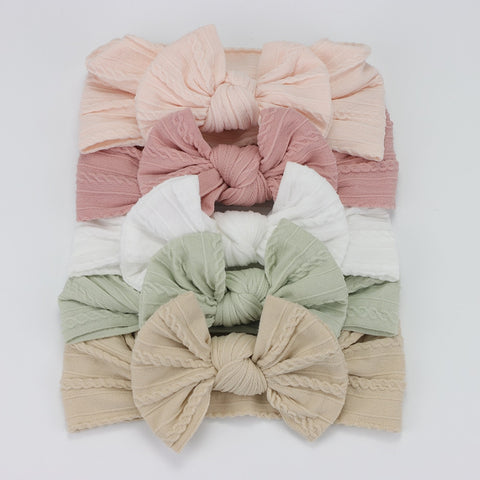 5pcs/Lot Cable Knit Bow Baby Headbands