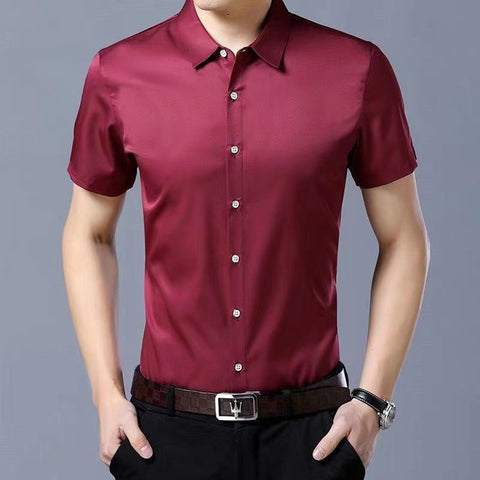 Men New Thin Plaid Smooth Shirts