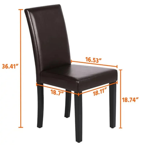 Modern Padded Leather Dining Chair for Home, Set of 4, Brown