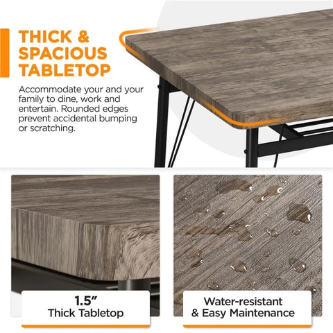 Easyfashion Dining Table Set with 4 Chairs and 1 Bench, Drift Brown