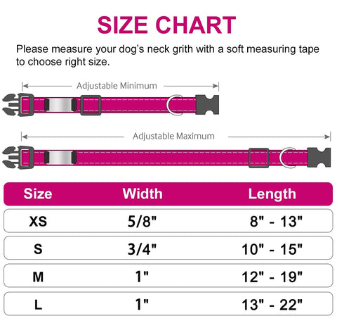 New Adjustable Reflective Nylon Dog Collars