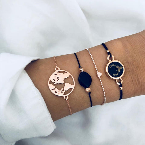 New Trendy Geometric Link Chain Bracelet Set