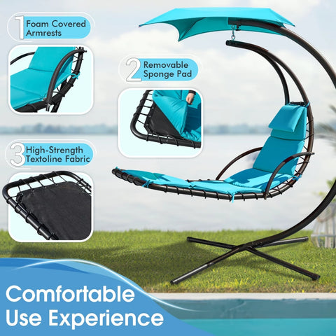 Vineego Outdoor Curved Hanging Chaise Lounge Chair Floating