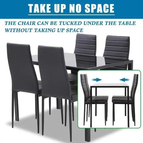 5 Piece Dining Table Set for 4 Glass Dining Table and 4 Chairs Black