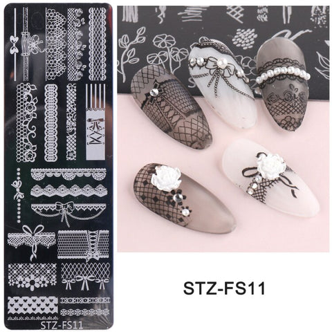 New Nail Stamping Lace Petals