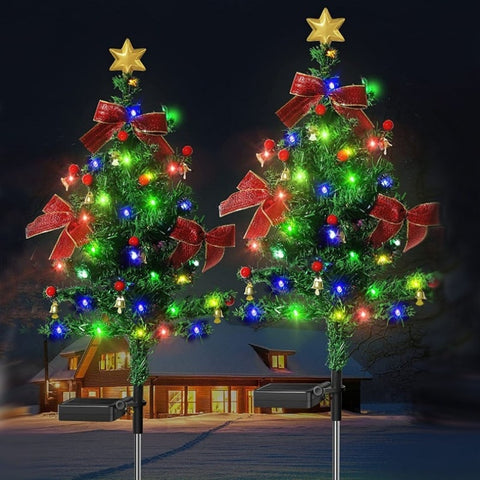 Solar Christmas Tree Decor Lights Outdoors LED Waterproof