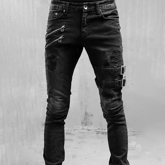 Men Fashion Street Style Ripped Skinny Jeans