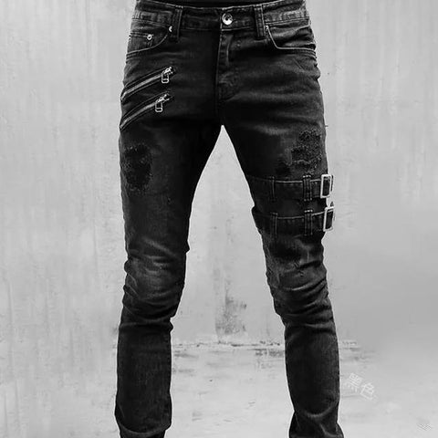 Men Fashion Street Style Ripped Skinny Jeans