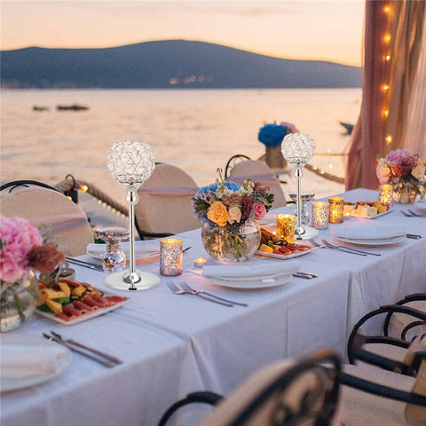 Golden Silver Crystal Wishing Candlestick Table