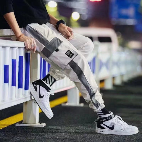 Men Ribbons Harem Jogging Pants