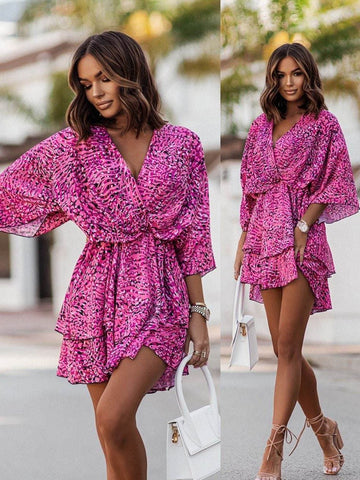 Women Sexy V Neck Mini Dresses