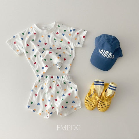 Baby O-neck Tees Heart Print Clothes