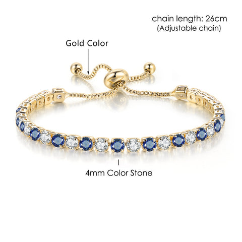 Women Rainbow Colorful Zircon Charm Bracelet