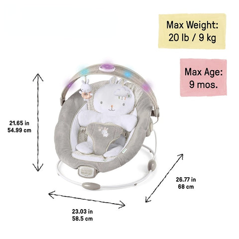 Baby Bouncer Seat with Light Up Toy Bar & Tummy Time Pillow