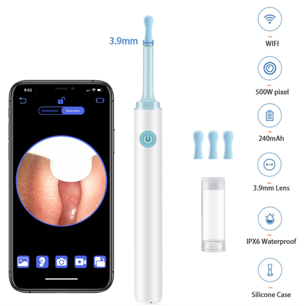 3.9mm Wireless WiFi Ear Pick Otoscope Camera
