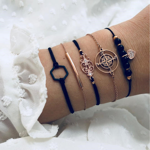 New Trendy Geometric Link Chain Bracelet Set