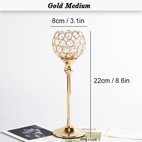 Golden Silver Crystal Wishing Candlestick Table
