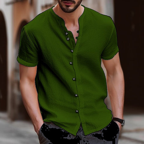 Summer Men Casual Cotton Linen Shirt