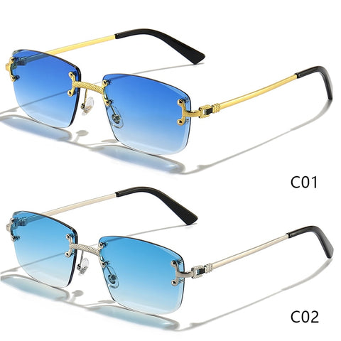 New Blue Gradient Lens Metal Sunglasses
