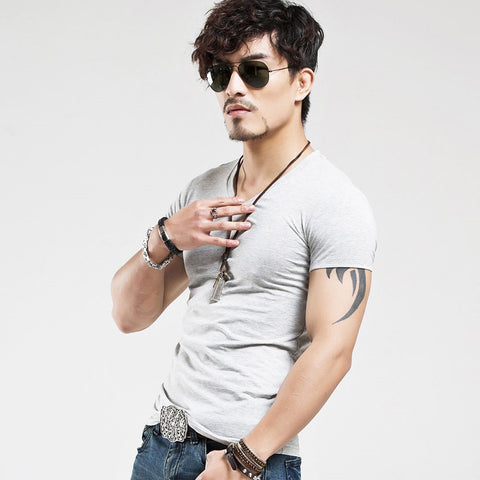 Men Fitness V neck T-shirts