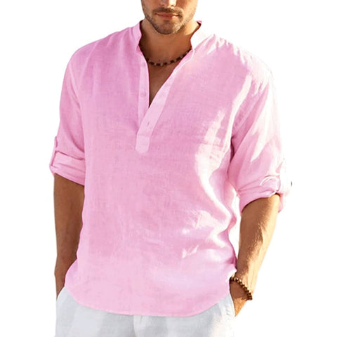 New Men Linen Long Sleeve T-Shirt