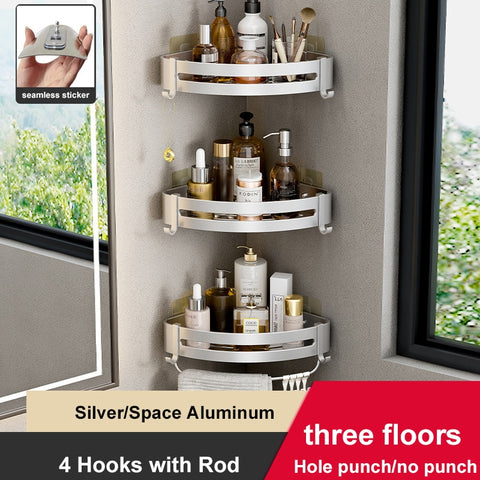 Aluminum Shower Corner Caddy Storage Shelf