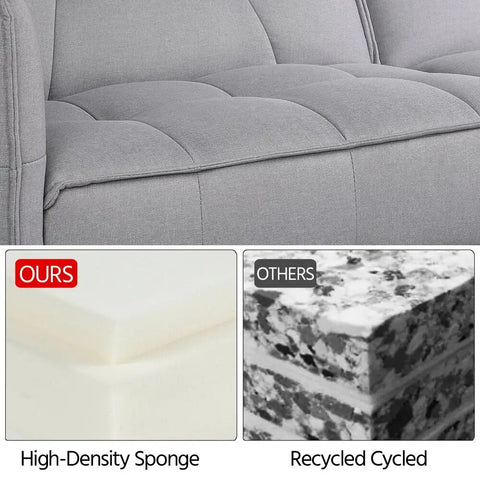 Fabric Covered Futon Sofa Bed with Adjustable Backrest, Gray