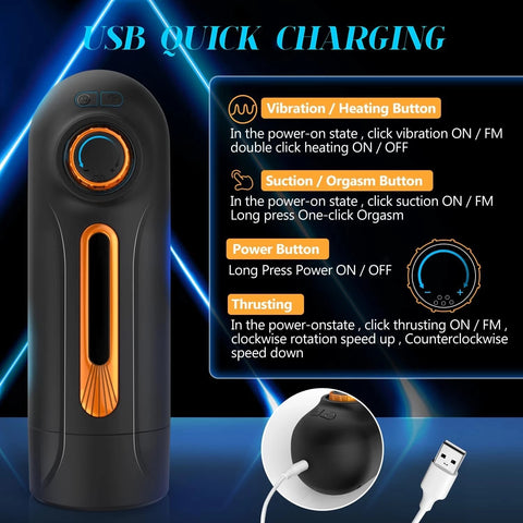 6 IN 1 Masturbation for Men Automatic Telescopic Sucking Blowjob