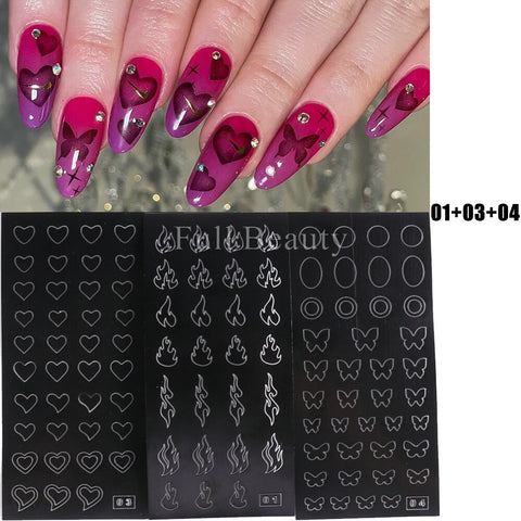 New Heart Butterfly Star Nail Stickers