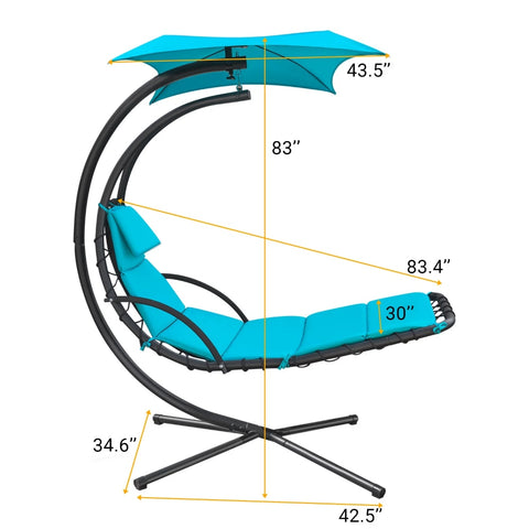 Vineego Outdoor Curved Hanging Chaise Lounge Chair Floating