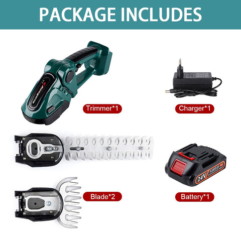 2 in 1 24V Cordless Electric Hedge Trimmer