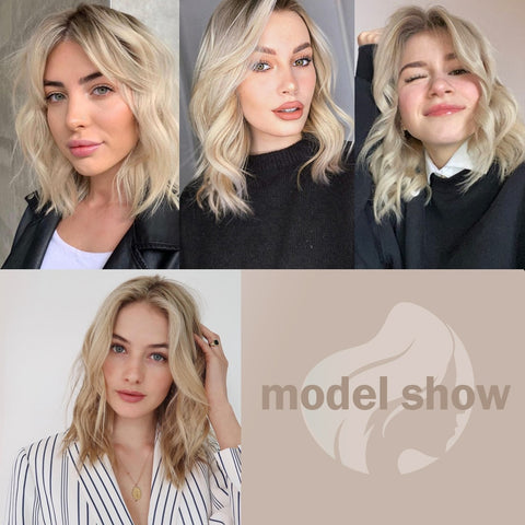 Short Bob Brown Dark Blue Synthetic Wig Hair