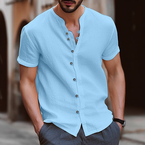 Summer Men Casual Cotton Linen Shirt