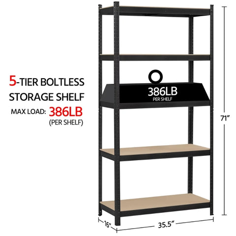 5 Shelf Heavy Duty Metal Adjustable Utility Storage Shelf