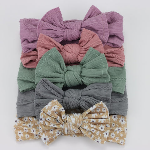 5pcs/Lot Cable Knit Bow Baby Headbands